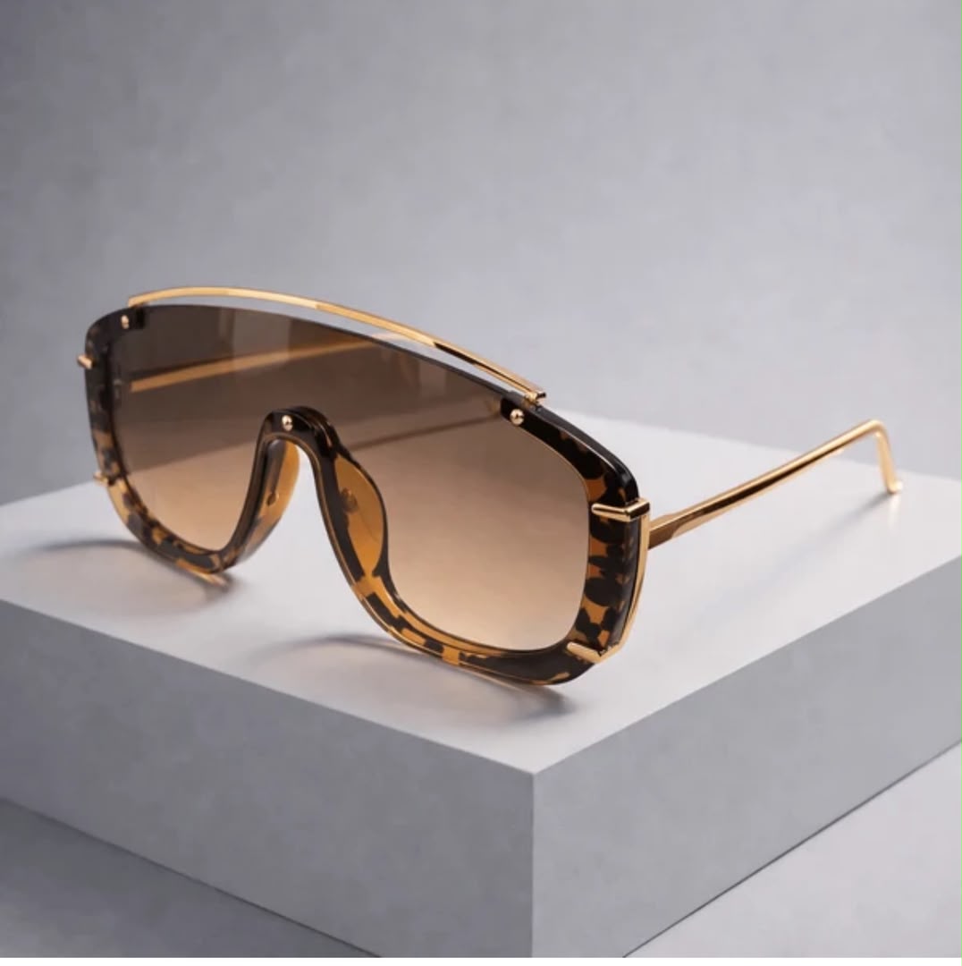 Oversized Brown Gradient Tortoise Shell Fashion Sunglasses Description